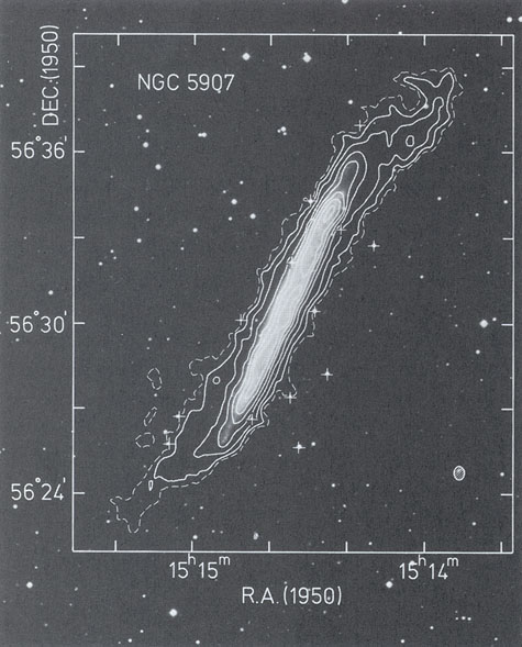 Распределение водорода в галактике NGC 5907