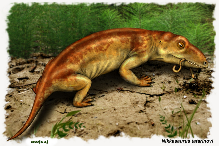 Никказавр ест