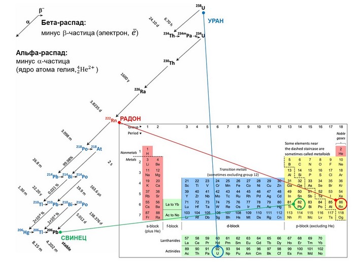 Схема распада урана-238