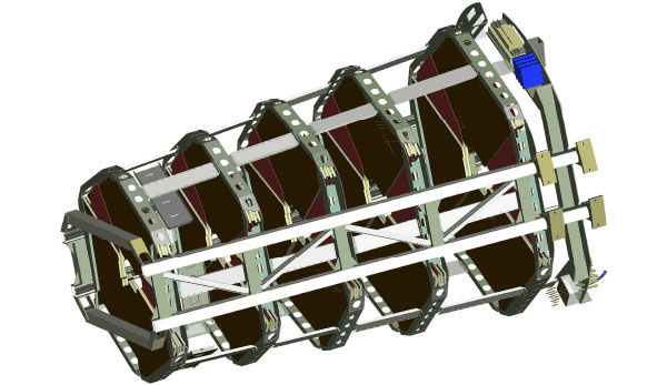 Рис.&nbsp;2. Схема устройства внутреннего «телескопа» детектора TOTEM. Изображение из статьи Journal of Instrumentation, 3 S08007 (2008)