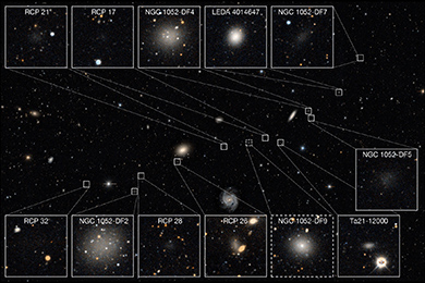 Изображение центральной части группы галактик, окружающих NGC 1052