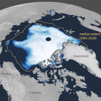 Площадь распространения арктических льдов на сентябрь 2022 года