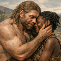 Рис. 1. Суть обсуждаемой статьи в&nbsp;одной картинке: в&nbsp;смешанных группах мужчины с&nbsp;высокой долей неандертальских генов скрещивались с&nbsp;женщинами сапиентного облика чаще, чем сапиентные мужчины&nbsp;— с&nbsp;неандерталоидными женщинами