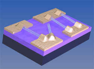 Примерная схема нанотрубочного транзистора (изображение с сайта www.physorg.com)