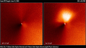 Снимок пылевого выброса, сделанный с борта орбитального телескопа Hubble (фото с сайта www.spacetelescope.org)