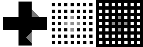 Рис. 6. На восприятие яркости объектов влияет не только фон, но и их окружение