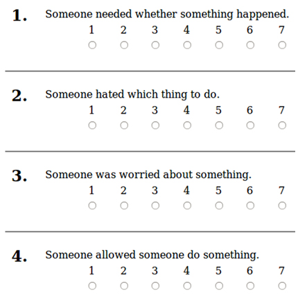 Рис. 1. Отрывок из эксперимента на извлечение суждений о приемлемости