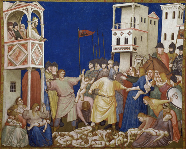 Джотто ди Бондоне, «Избиение младенцев», 1315–1320 гг. Фреска в нижней церкви Сан-Франческо в Ассизи