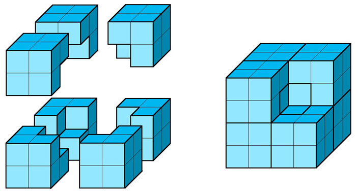 Рис. 3. Исходный «минус-кубик» состоит из семи обычных кубиков 1×1×1