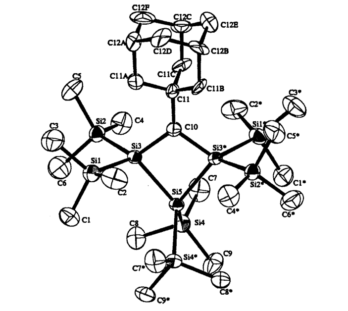 Рис. 10. Структура первого органического радикала без стабилизации резонансом, полученная с помощью рентгеноструктурного анализа