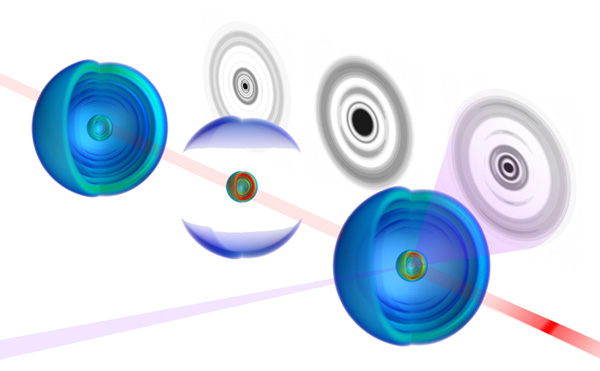 Ридберговский атом живет своей жизнью, замедленной по сравнению с типичными атомными временами. На рисунке показано, как может выглядеть его электронное облако в разные моменты времени