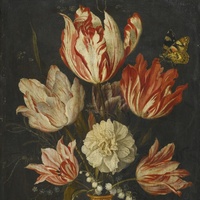 Натюрморт с пестрыми тюльпанами