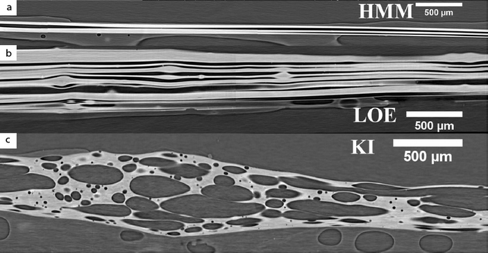 Нити волос Пеле под микроскопом