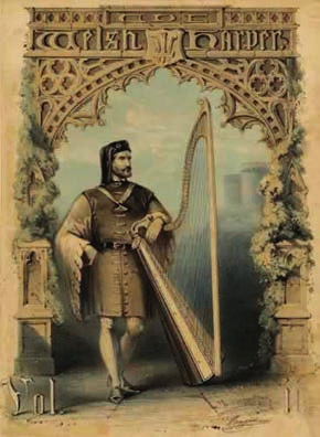 Да́вид ап Гви́лим (Dafydd ap Gwilym) — валлийский поэт XIV века, прозван «валлийским Петраркой». Обложка первого номера журнала «Валлийская лира» (1848)