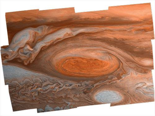 Впервые Большое Красное Пятно увидел Джованни Кассини в 1665 году. Первоначально астрономы предполагали, что это твердое образование на поверхности планеты, но аппараты Pioneer 10, Voyage 1 и 2, Galileo, Cassini и New Horizons позволили рассмотреть Большое Красное Пятно во всех подробностях. Изображение: «Популярная механика»