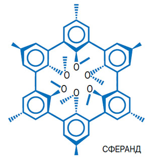 Кольцевая жёсткая трёхмерная структура сферанда. Это один из сильнейших комплексообразователей, известных для катиона лития. Все другие катионы исключаются, поскольку слишком велики для того, чтобы соответствовать связывающей полости. Изображение: «Наука и жизнь»