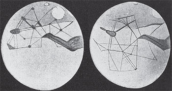 Лоуэлл считал, что видит в свой телескоп огромные каналы Марса. На основании наблюдений он сделал пятнадцать тысяч вот таких рисунков. Изображение: «Наука и жизнь»