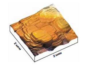 Рис. 6. Изображение поверхности фторопласта, полученное с помощью атомно-силового микроскопа