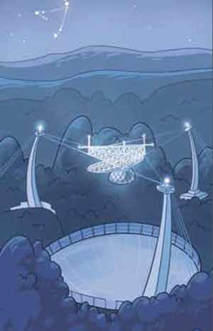 Телескоп Аресибо. Художник Анна Горлач («Квантик» №1, 2016)