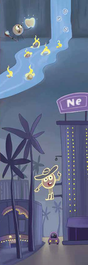 Путешествие № 2 по зоопарку элементов. Художник А. Горлач («Квантик» №2, 2016)