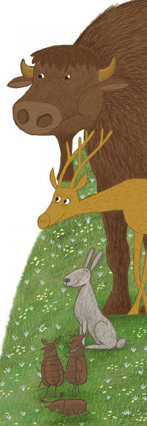 Лесные звери. Художник Инга Коржнева («Квантик» №5 и №6, 2016)