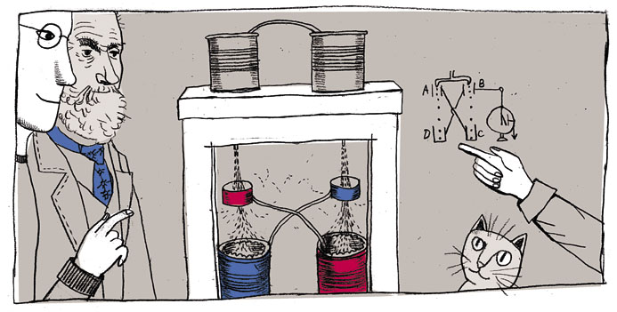 Капельница Кельвина. Рисунок Артёма Костюкевича («Квантик» №6, 2016)