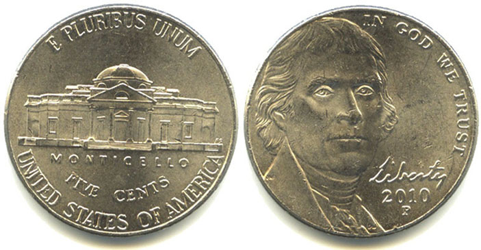 Рис. 2. Пять центов США («Троицкий вариант» №4(248), 2018)