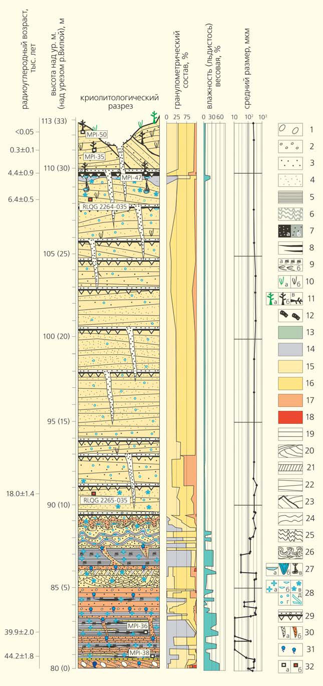 Криолитологический разрез первой надпойменной террасы правобережья р. Вилюй («Природа» №11, 2016)
