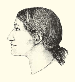 Графическая реконструкция облика женщины из погребения 22 могильника Сахтыш 2а («Природа» №1, 2019)