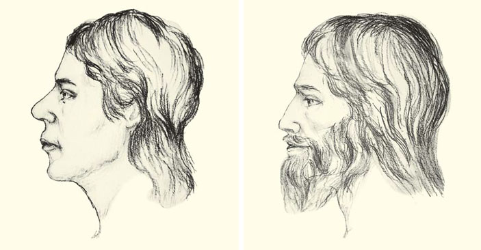 Графические реконструкции обликов женщины и мужчины из курганов 80 и 10 могильника Колбино 1 («Природа» №1, 2019)