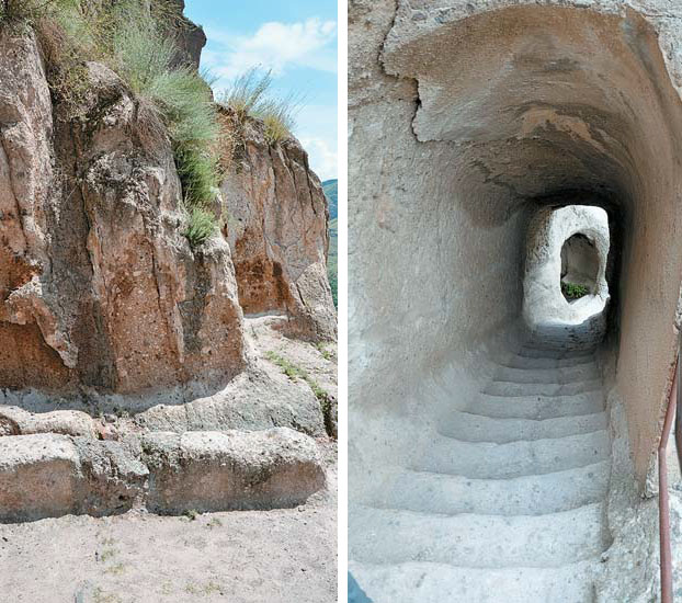 Протяженные субширотные трещины со смещением в присклоновой части Вардзии и трещины, секущие лестницы и пространство над лестничными маршами («Природа» №10, 2017)