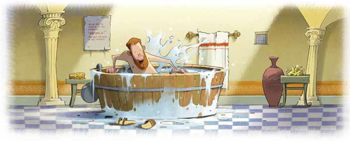 Архимед. Рисунок Алексея Вайнера («Квантик» №3, 2019)