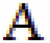 Рис. 1. Края увеличенной буквы цветные («Квантик» №3, 2019)