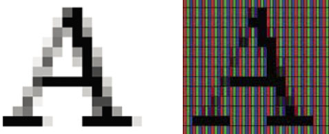 Рис. 4. Буква A с оттенками серого («Квантик» №3, 2019)