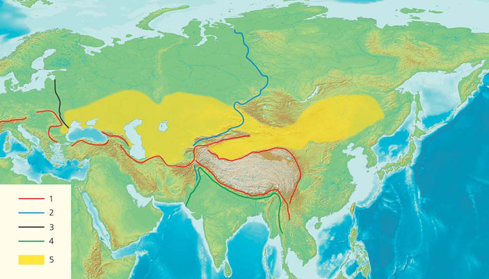 Разграничения важнейших частей Евразии («Природа» №4, 2018)