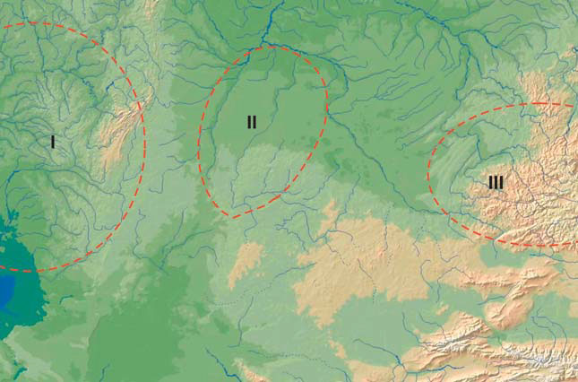 Рис. 1. Области распространения культур эпохи раннего бронзового века («Природа» №7, 2018)