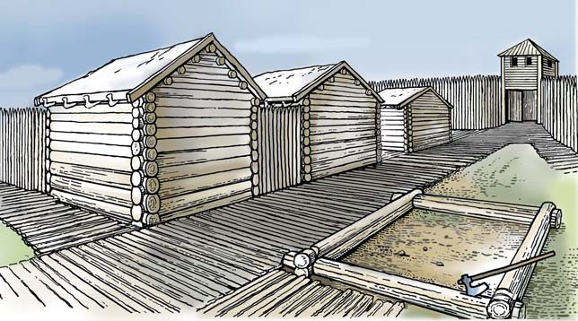 Вид на застройку окольного города и въезд в детинец Изборска («Природа» №10, 2018)