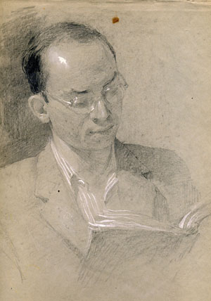 Рисунок М. М. Девятова «Лев Клейн», 1950-е годы («Троицкий вариант» №23, 2019)