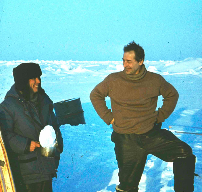 Виктор Бонч-Бруевич и Евгений Александров на Северном полюсе (СП-30), 1989 год («ТрВ» №24(293), 3.12.2019)