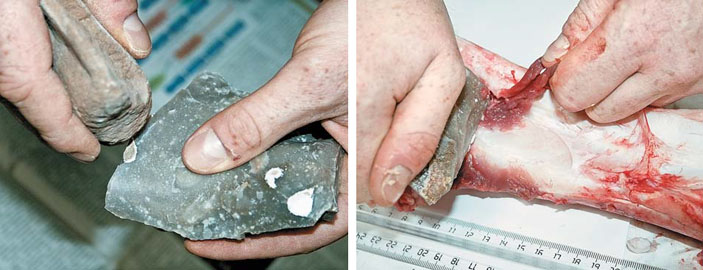 Процесс изготовления экспериментального орудия при помощи твердого минерального отбойника и работа экспериментальным орудием («Природа» №1, 2019)