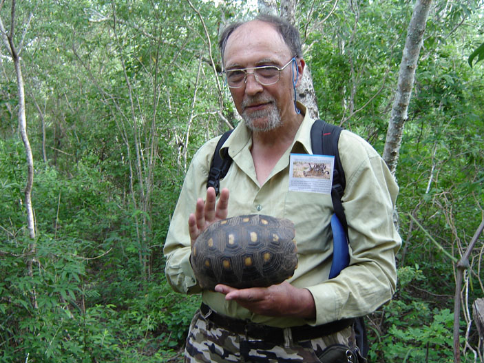 Боливия, Гранд-Чако. Энтомолог А. В. Горохов с черепахой («Троицкий вариант» №1, 2020)