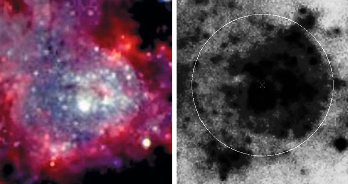 Рис. 5. Пекулярный звездный комплекс диаметром около 700 пк в галактике NGC 6946 («Природа» №7, 2019)