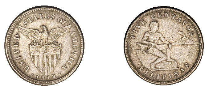 Филиппины. 5 сентаво. 1918 («ТрВ» №4(273), 26.02.2019)