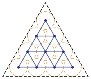Большой треугольник, разделённый на меньшие («Квантик» №4, 2020)