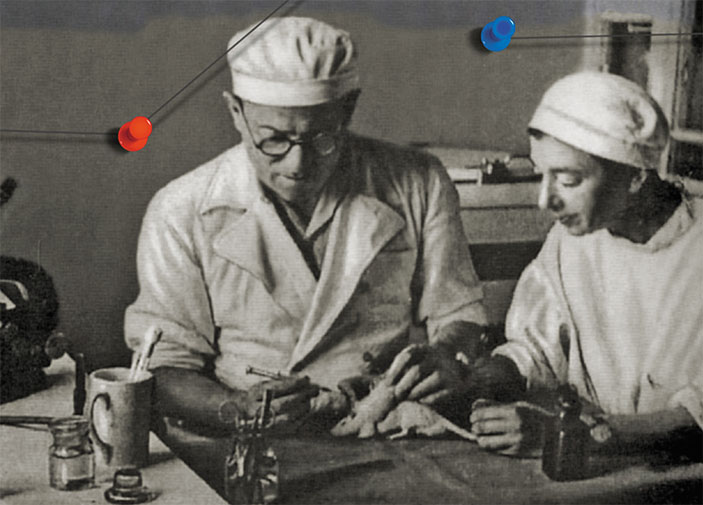 Л. А. Зильбер и его коллега З. Л. Байдакова,1950-е гг. («Наука из первых рук» № 3(88), 2020)