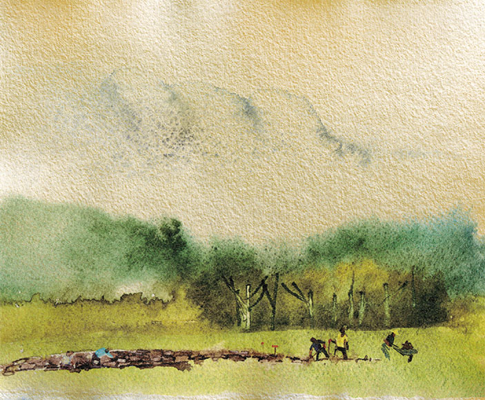 Археологические раскопки, рисунок Н. Гудченко («Наука из первых рук» №3, 2020)