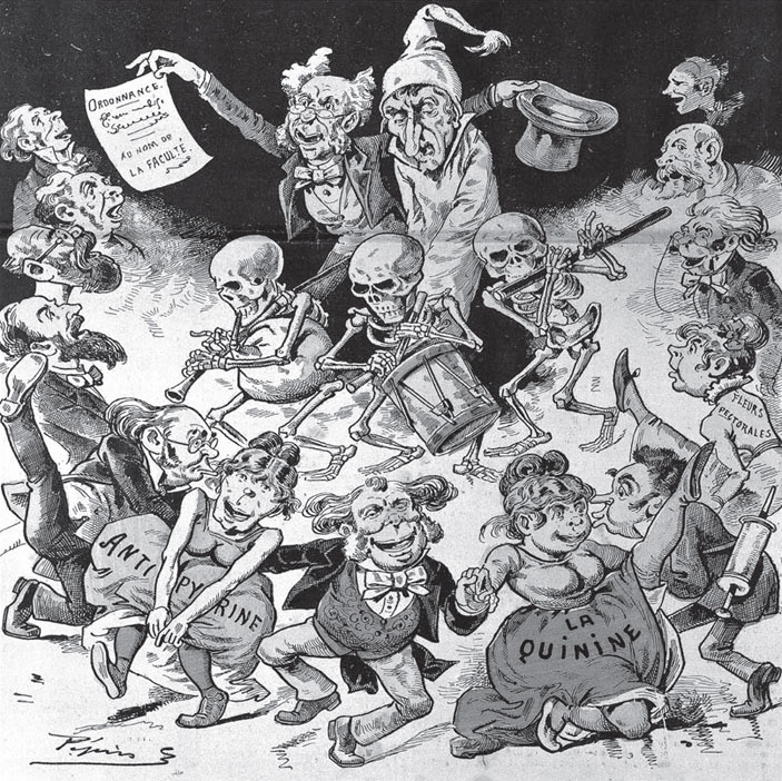 Карикатура в парижском сатирическом журнале Le Grelot от 12 января 1890 года изображает больного «русским гриппом» («Химия и жизнь» №9, 2020)