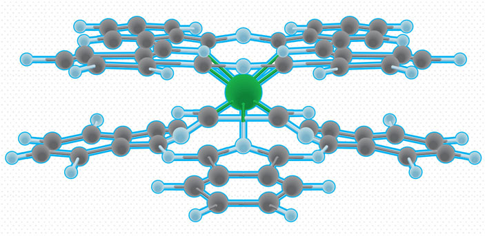 Строение двухпалубного сэндвичевого комплекса, для которого впервые наблюдалось явление молекулярного магнетизма («Коммерсантъ Наука» №33, ноябрь 2020)