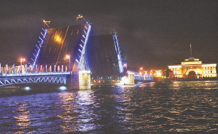 Дворцовый мост ночью («Квант» №2, 2018)