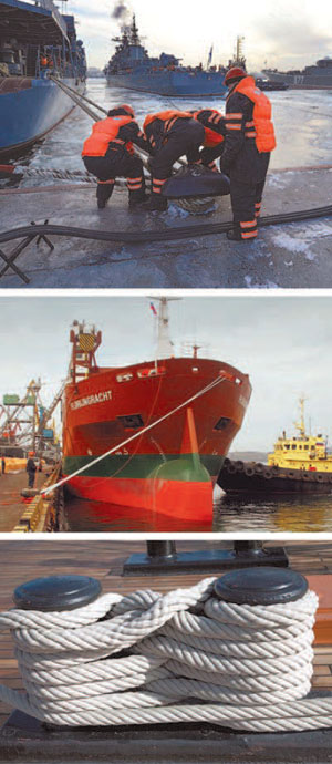 Рис. 2. Причаливание корабля («Квант» №7, 2018)